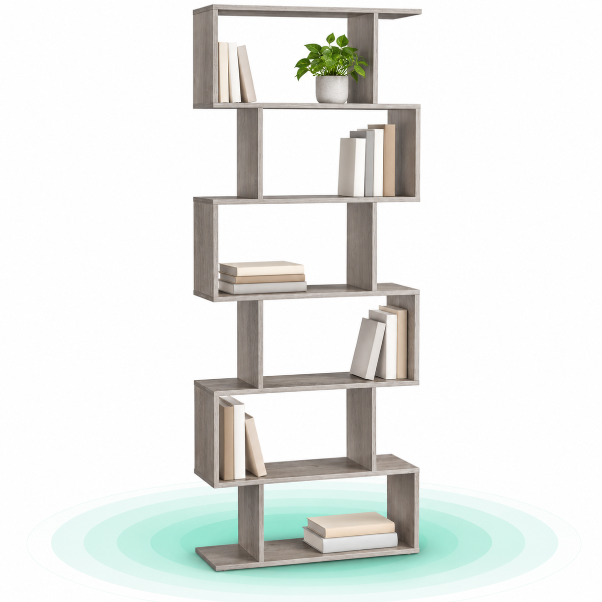 Biblioteca pentru living, dormitor sau birou, cu 6 rafturi pentru organizarea cartilor si expunerea decoratiunilor, desi