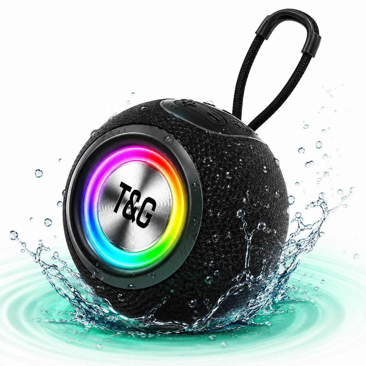 Boxa portabila, Bluetooth, Sunet surround 360, RGB, 1200mah, Negru