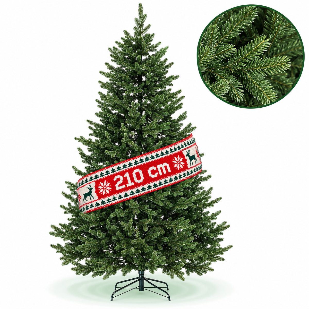 Brad artificial de Crăciun Alpin, verde, 3D, 210 cm