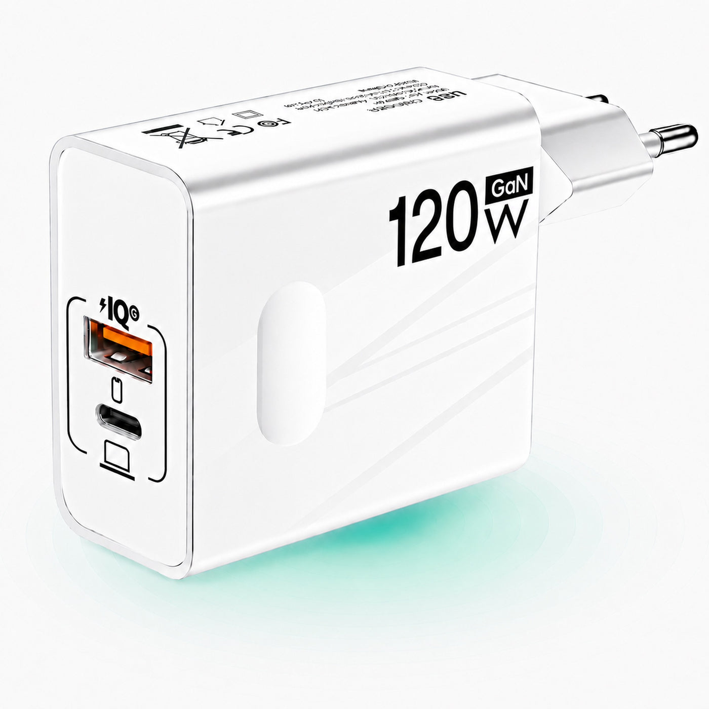 Incarcator Retea Timebox, 2 Porturi, 120W, 1 x Type-C, 1 x USB , C 3, Alb