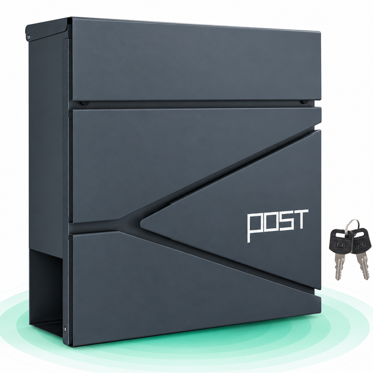 Cutie postala exterior cu incuietoare si clapeta, otel vopsit, 10,5x37x37 cm, gri antracit