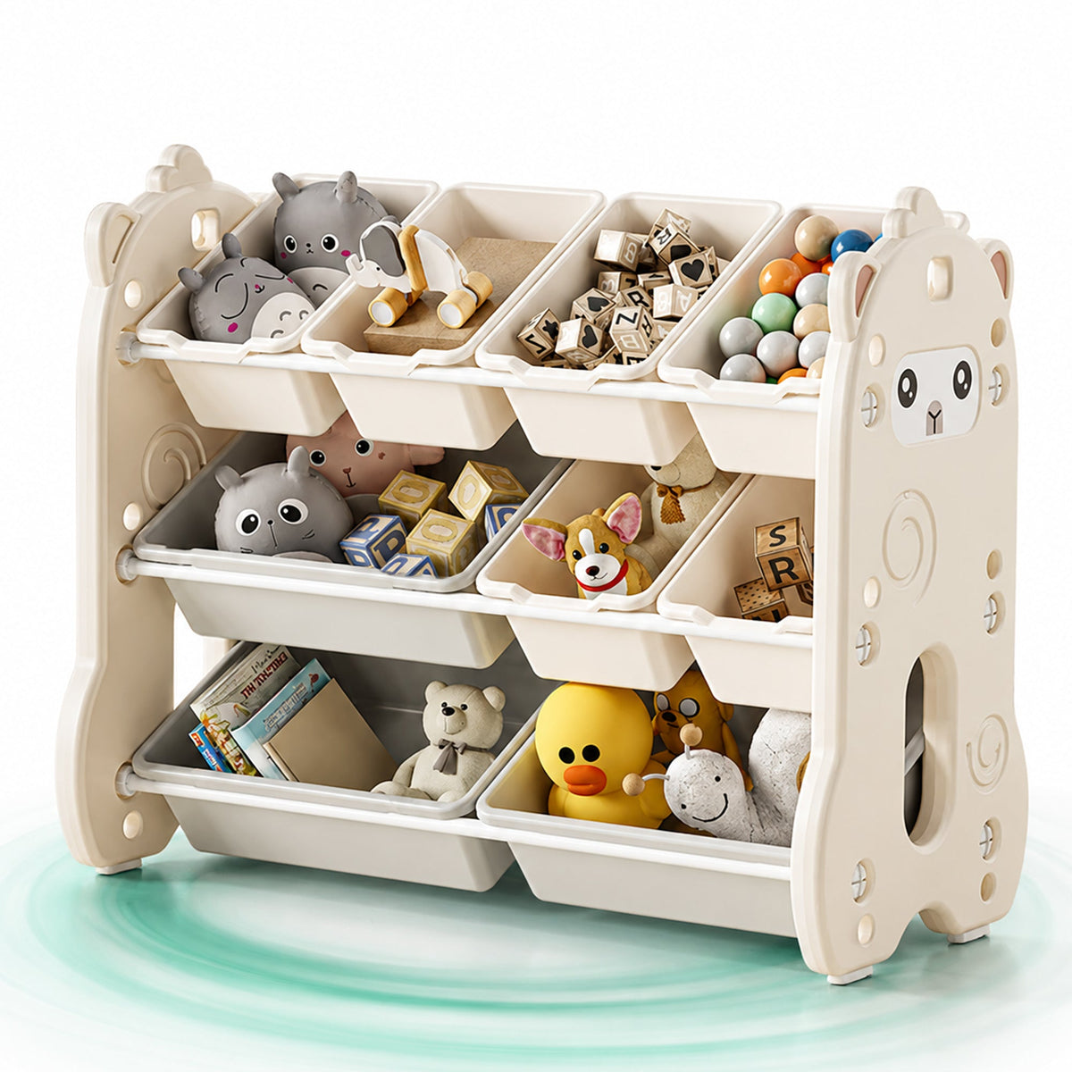 Dulap de Jucarii cu Sertare pentru Copii, Organizator Modular Tip Alpaca, Bej