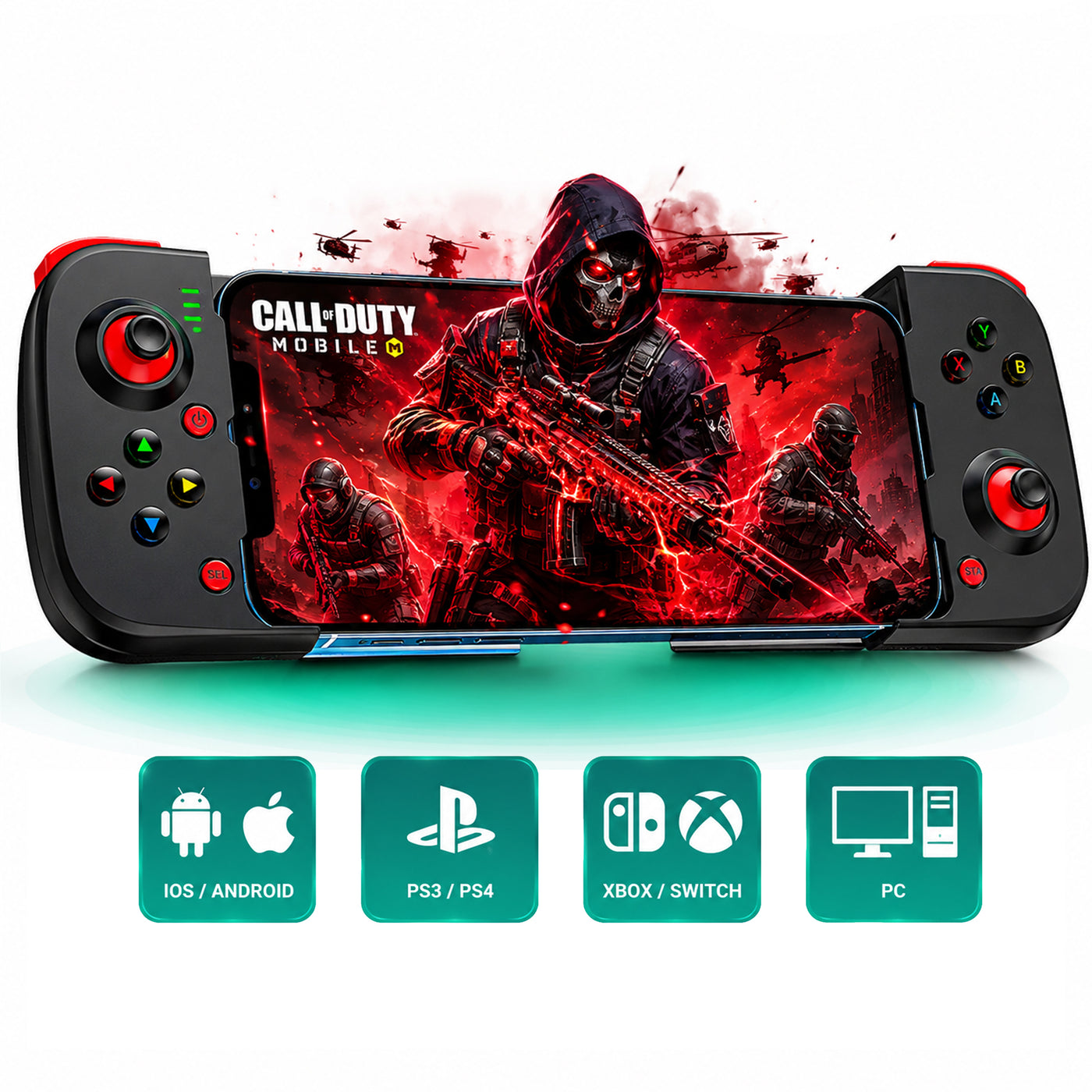 GamePad Controller Gaming pentru telefon Android, iOS, Nintendo Switch, Negru