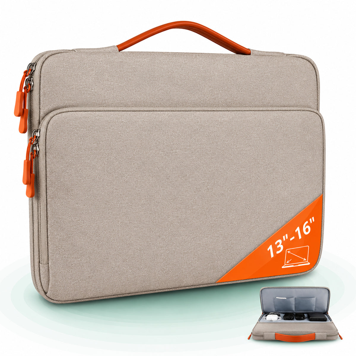 Geanta laptop portabila, 13'', 14'', 15'', 16'' inch, ultrabook, Bej
