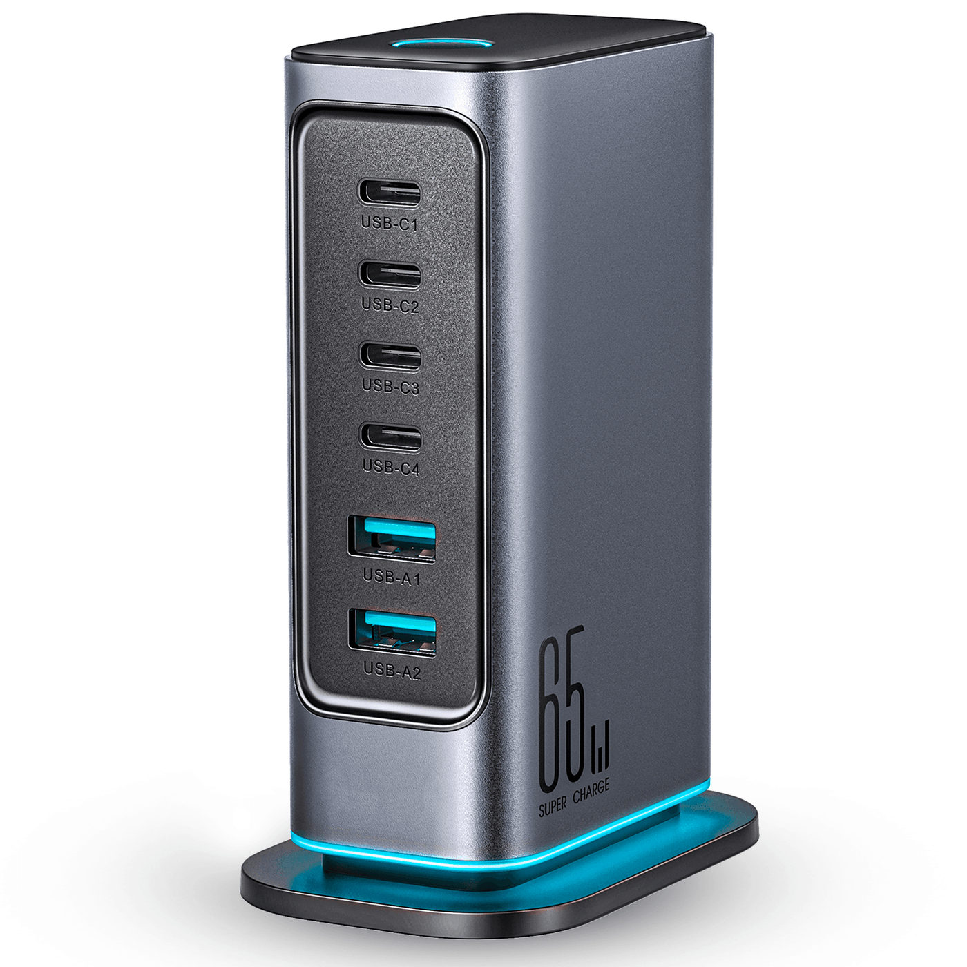 Incarcator Retea Timebox, 6 Porturi, 65W, 4 x Type-C, 2 x USB, Negru - Imagine 1