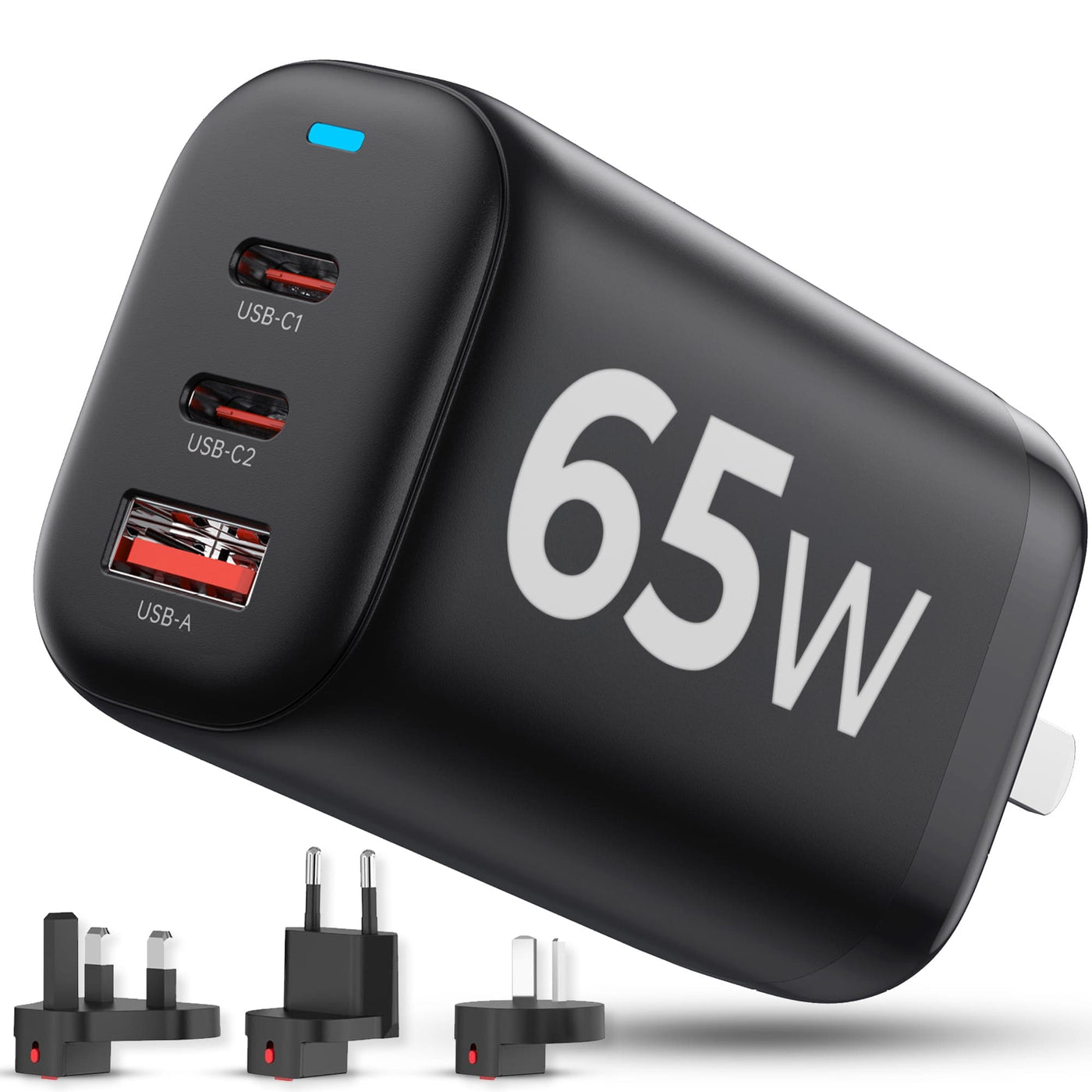 Incarcator Retea, 3 porturi, 65W, 18 W Incarcare Rapida - USB, Priza EU, Negru - Imagine 1