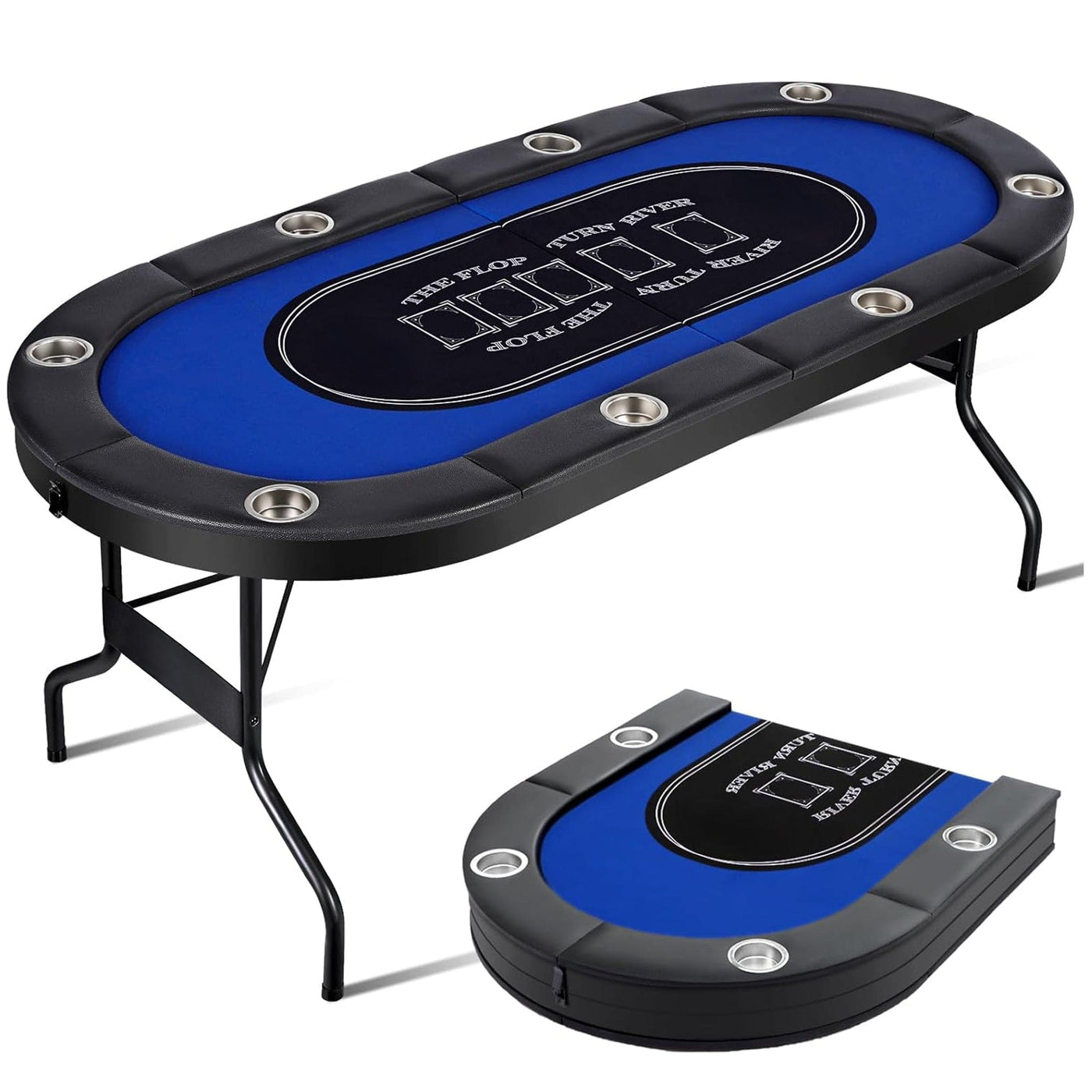 Masa de Poker Pliabila Timebox, 8 Jucatori, Albastru - Imagine 1