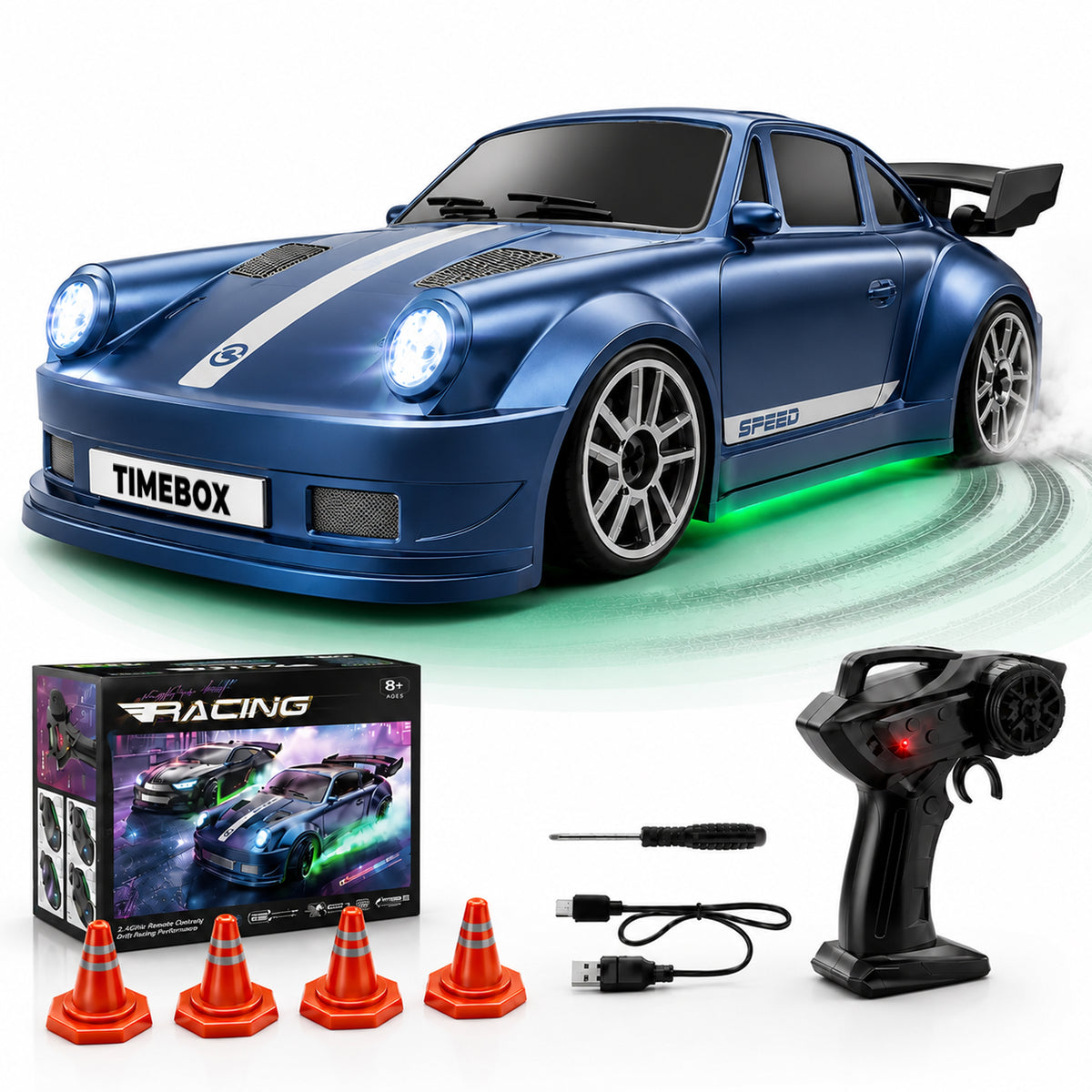 Masina cu telecomanda RC, 1:64, 4x4, Lumini LED, Viteza si drift pe masa
