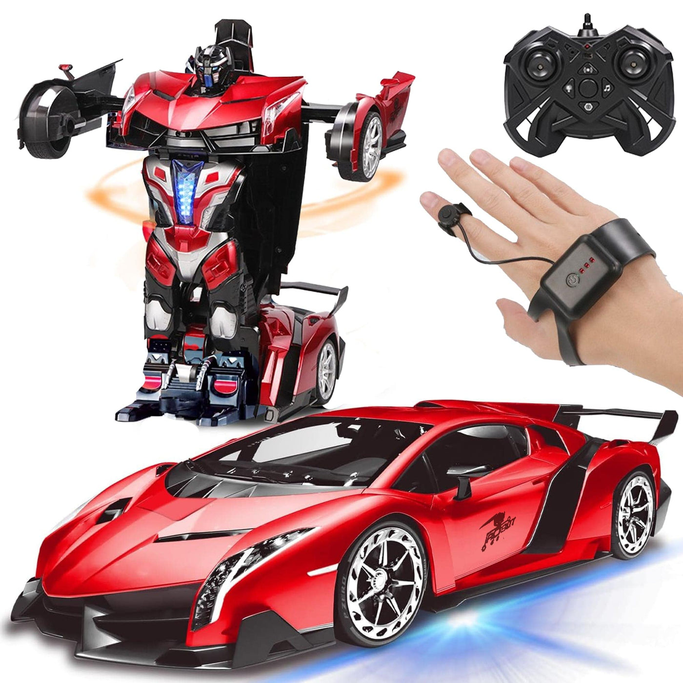 Masina cu Telecomanda Transformabila in Robot Timebox, Rotire 360°, 4Ghz, Rosu - Imagine 1