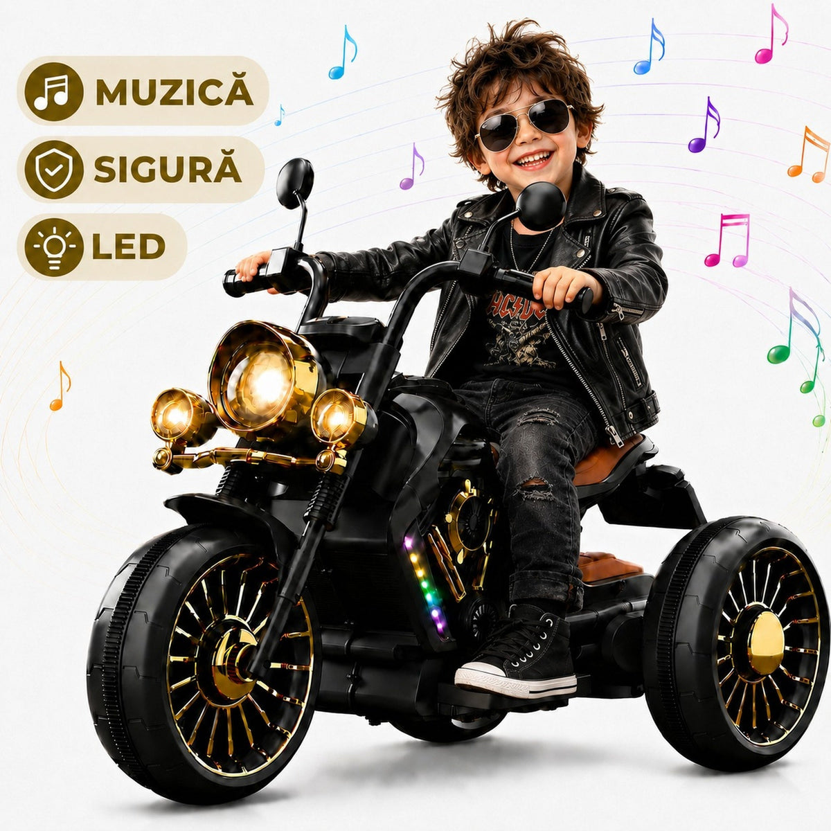 Motocicleta electrica Timebox, Functie mers inainte/inapoi, Faruri, Negru