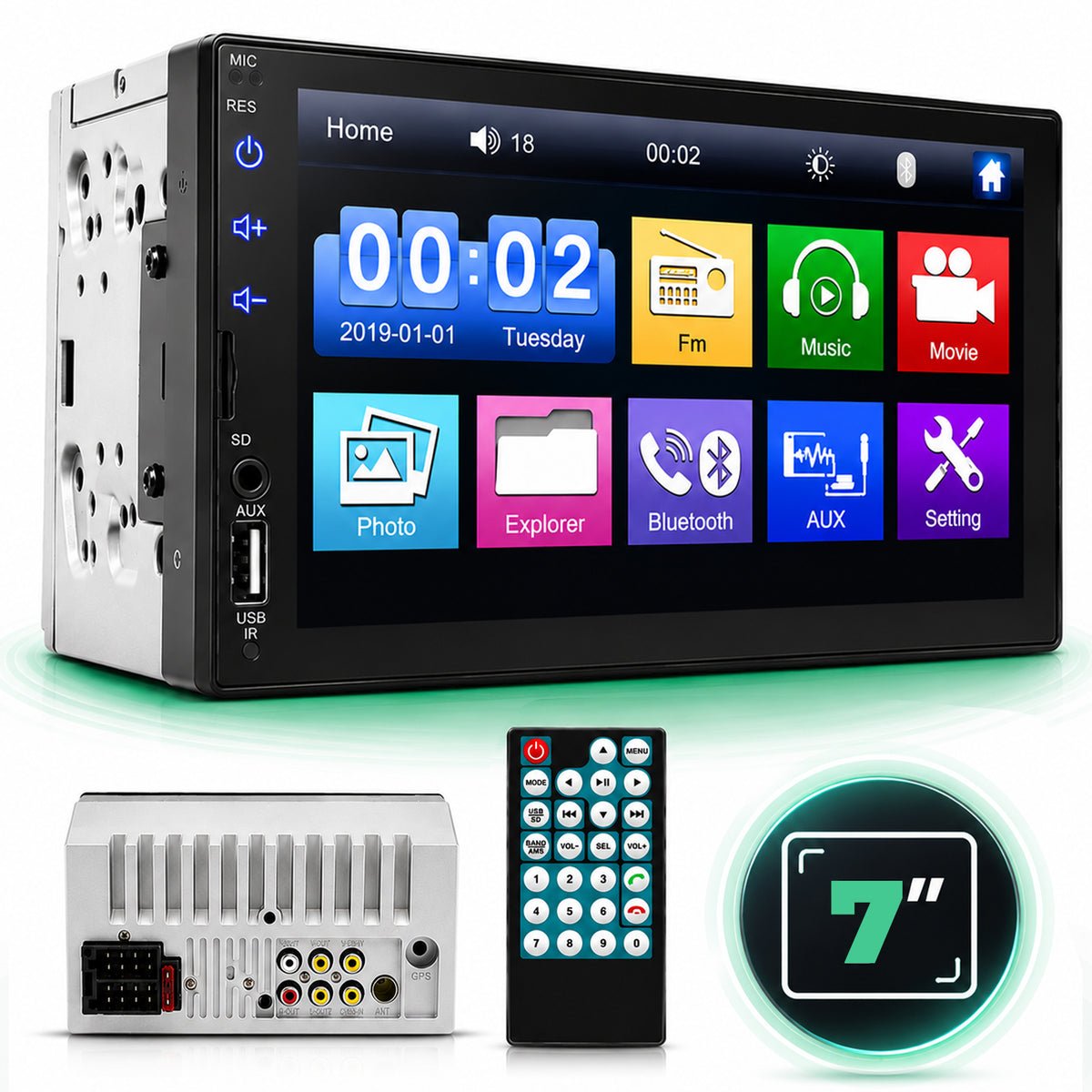 Navigatie Auto Timebox, Wireless, 2 x USB, Aux, Ecran HD Touch 7", MirrorLink