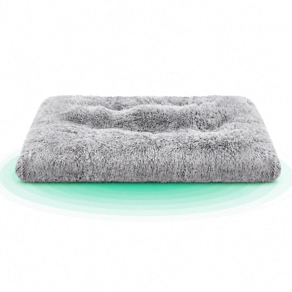 Pat pufos pentru caini de dimensiune mare, captuseala moale cu fir lung, lavabil la masina, 122×74 cm, gri deschis
