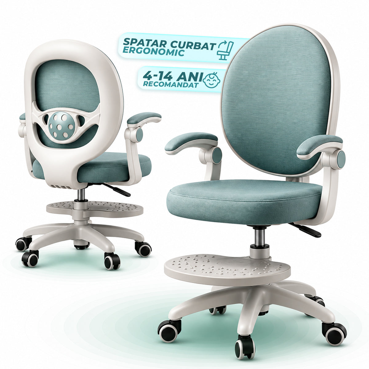 Scaun Reglabil pentru Copii, Model Ergonomic cu Spatar Confortabil, Albastru