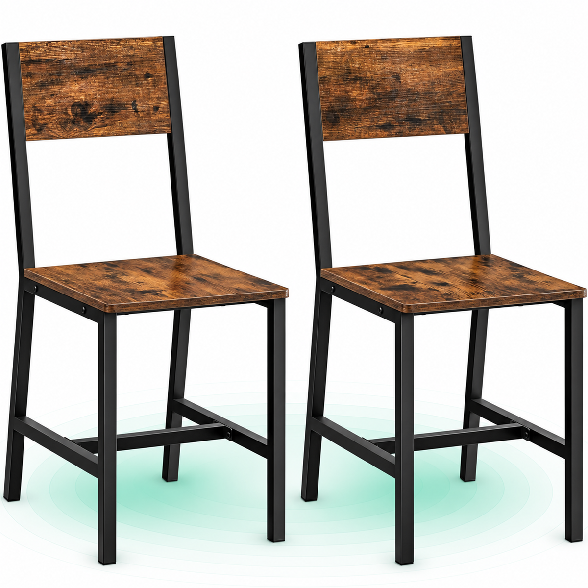 Set 2 scaune de living, cu spatar, stil industrial, 37x50x87 cm, maro rustic