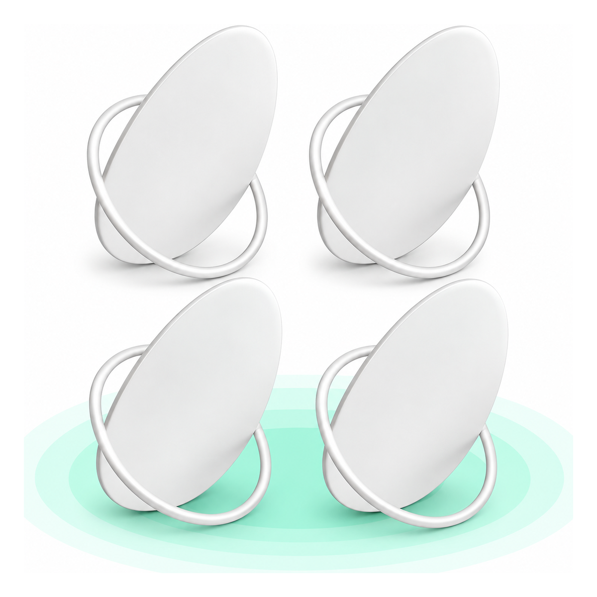 Set 4 carlige perete, design oval din otel, 5 kg per carlig, 9x5x7 cm, alb perlat