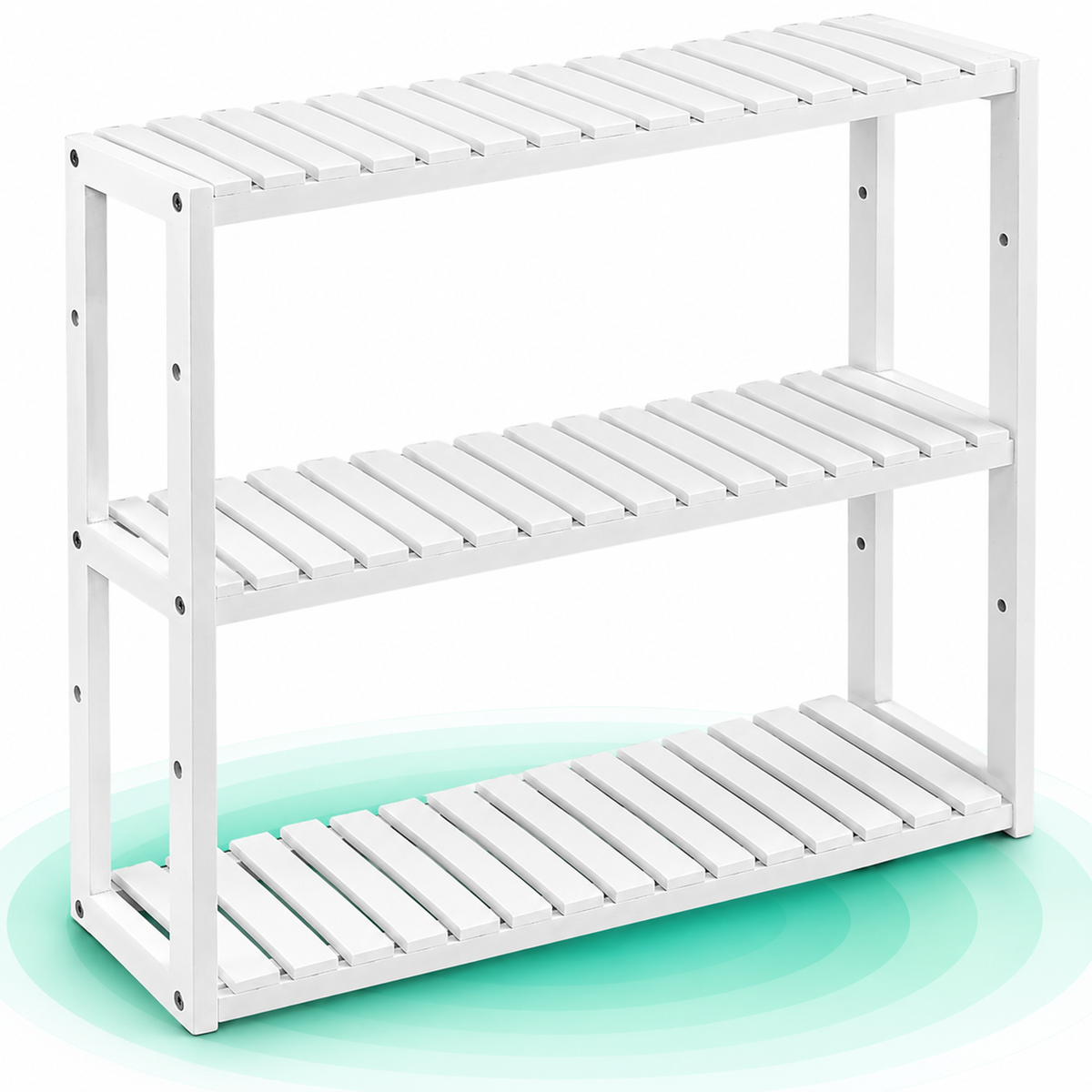 SONGMICS Raft de depozitare din bambus, 3 polite, pentru bucatarie sau baie, 60x15x54 cm, alb