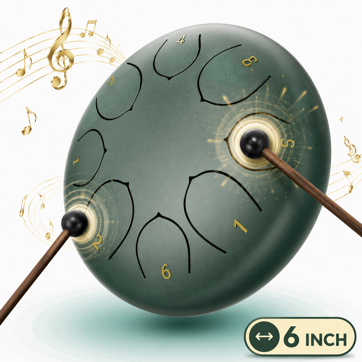 Tamburina Ploaie Steel Tongue Drum pentru Gradina si Meditatie, Verde