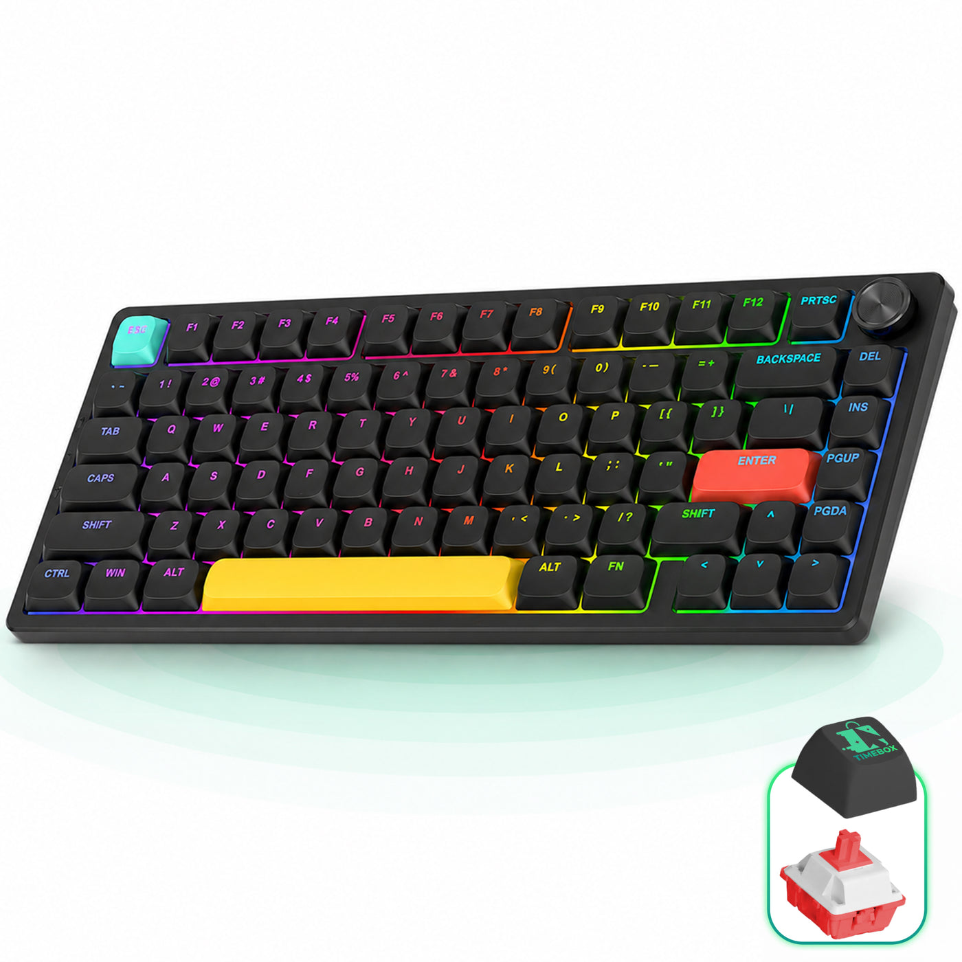 Tastatura Mecanica Ultra-Slim Wireless 75% Timebox, RGB, Low-Profile