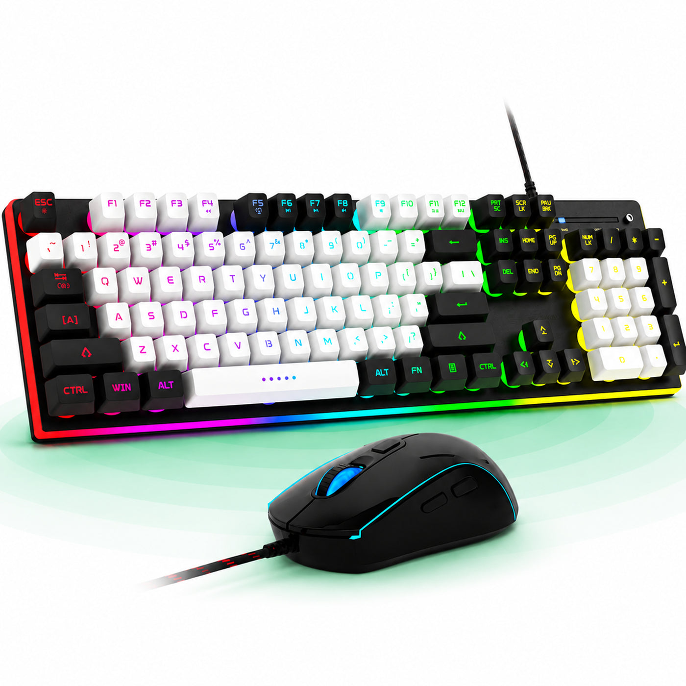 Kit Tastatura Timebox, Mouse Gaming, RGB, 104 taste, Negru