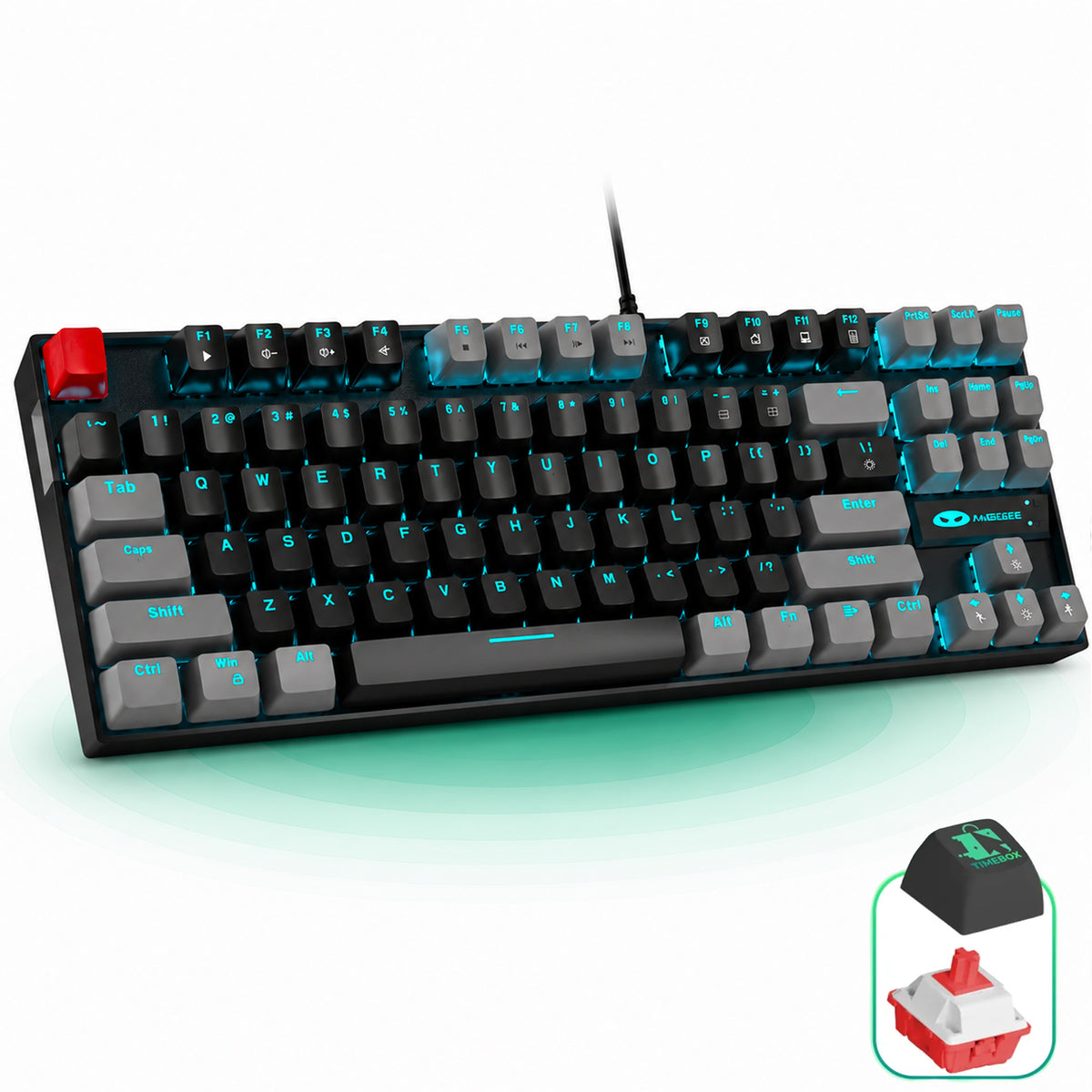 Tastatura Mecanica Gaming MageGee, Red Switch, 75%, iluminare LED, Negru / Gri