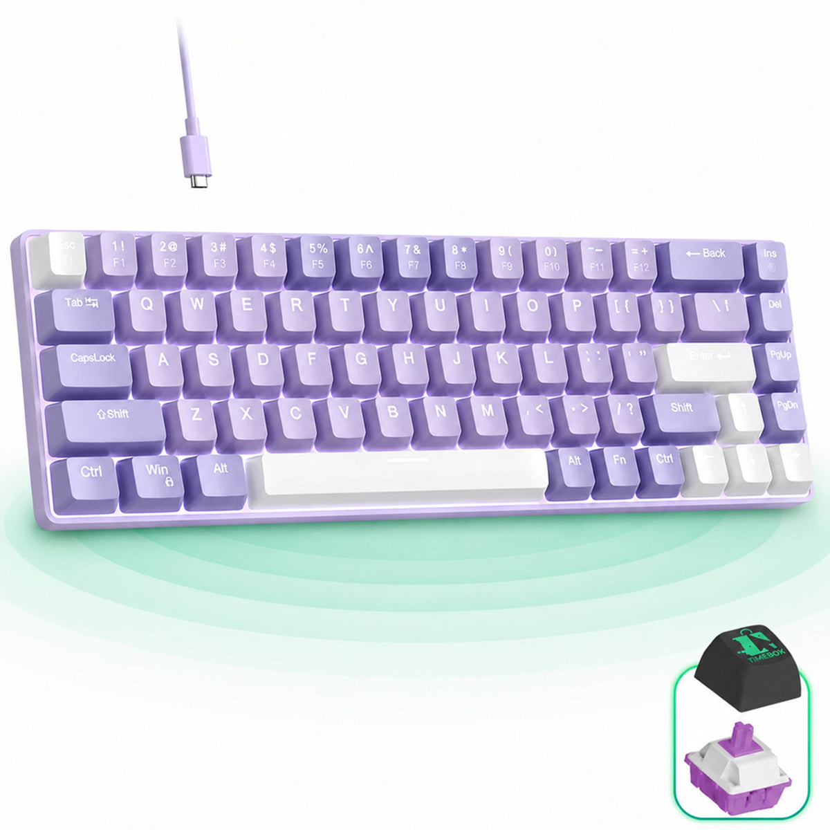 Tastatura Mecanica Gaming Timebox, Violet Switch, 60%, Hot-Swap, Mov