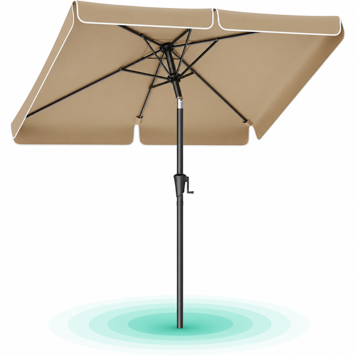 Umbrela de gradina cu manivela, 200×150 cm, UPF 50+, inclinare 30°, structura metalica, maro taupe