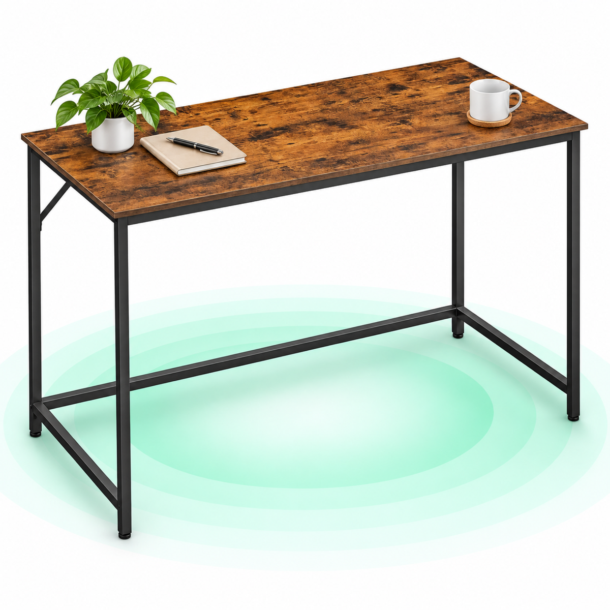 VASAGLE Birou calculator cu blat din PAL, cadru metalic, stil industrial, 120x60x75 cm, maro rustic